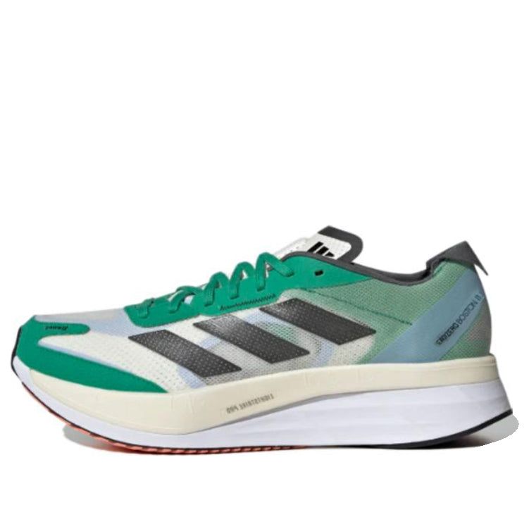 Adidas Adizero Boston 11 Running Shoes 'White Tint Black Court Green' HQ3694 sold by KicksCrew