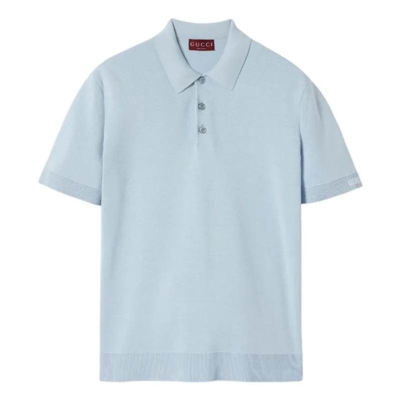 Gucci Silk Cotton Knit Polo Shirt 'Light Blue' 784644-XKD2A-4421 sold by KicksCrew