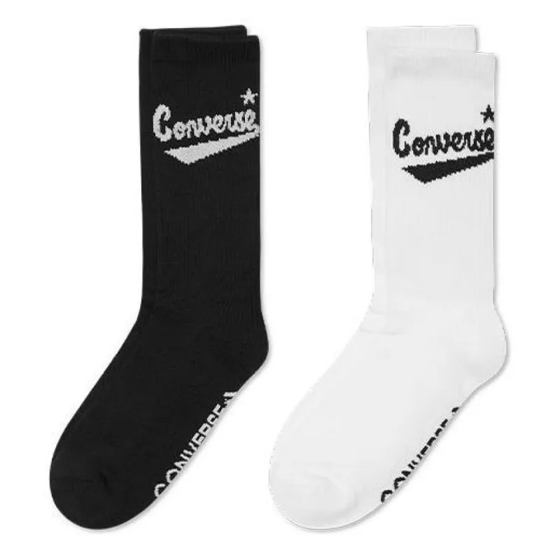 Converse Logo Crew Socks Two Pairs 'White Black' 10023587-A01 sold by KicksCrew