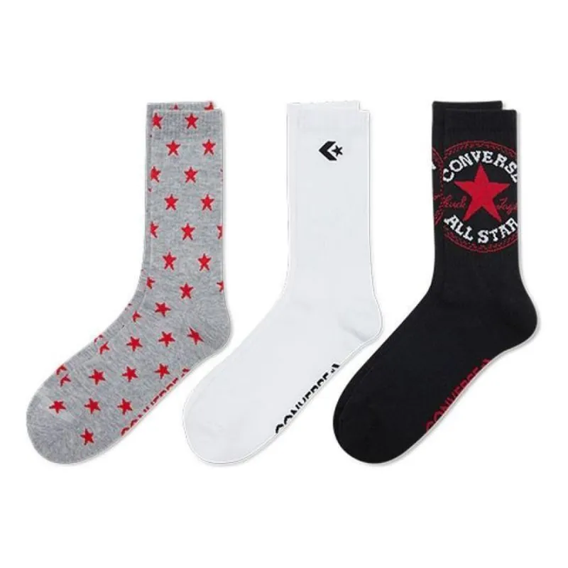 Converse Logo Patterns Quarter Socks 'Black Grey White' 10023575-A01 sold by KicksCrew