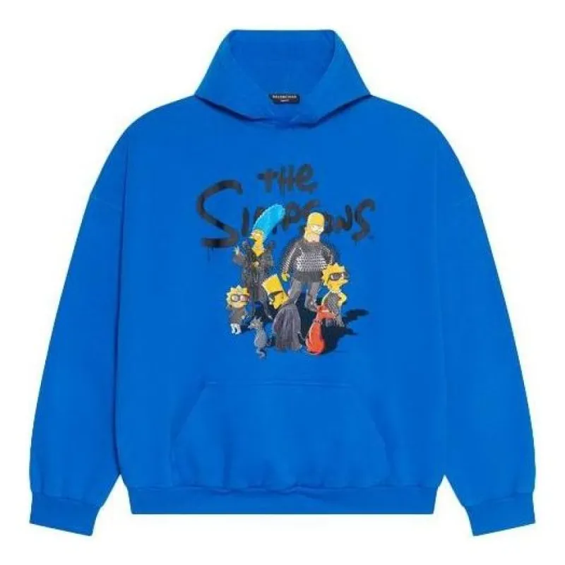 Balenciaga x THE SIMPSONS Cotton Hoodie Wide Fit 'Blue' 674986TLVG84210 sold by KicksCrew