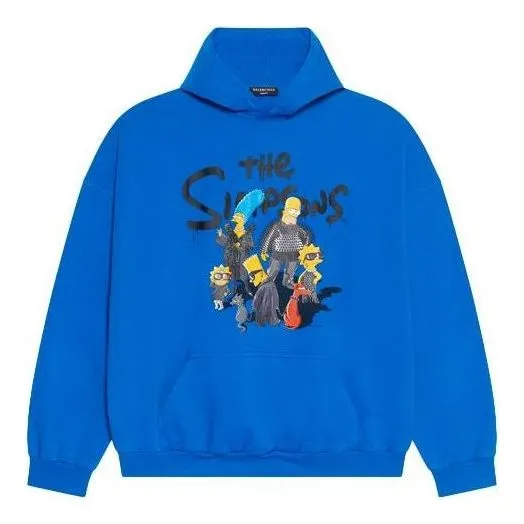 Balenciaga x THE SIMPSONS Cotton Hoodie Wide Fit 'Blue' 674986TLVG84210 sold by KicksCrew