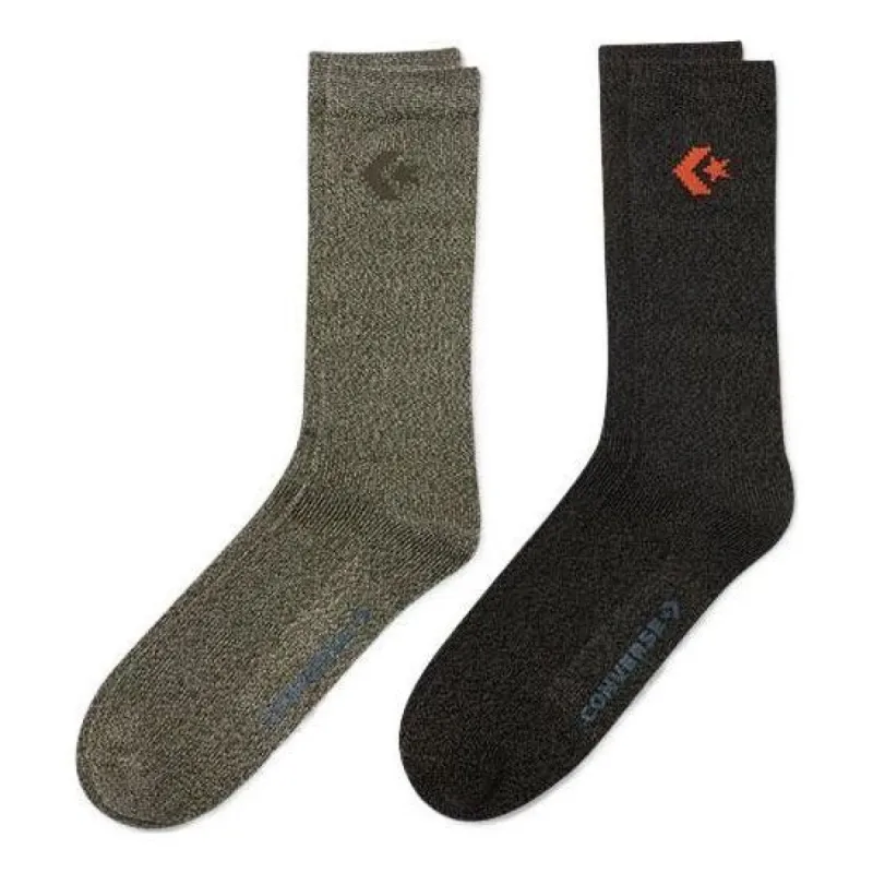 Converse Embroidered Logo Quarter Socks Two Pairs 'Black Olive Green' 10023578-A01 sold by KicksCrew