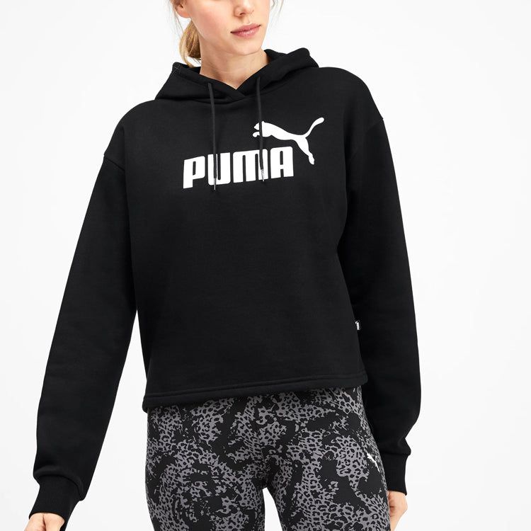 (WMNS) Puma Elevated Essentials Cropped Fleece Hoodie 'Black' 580153-01 sold by KicksCrew product image thumbnail 4