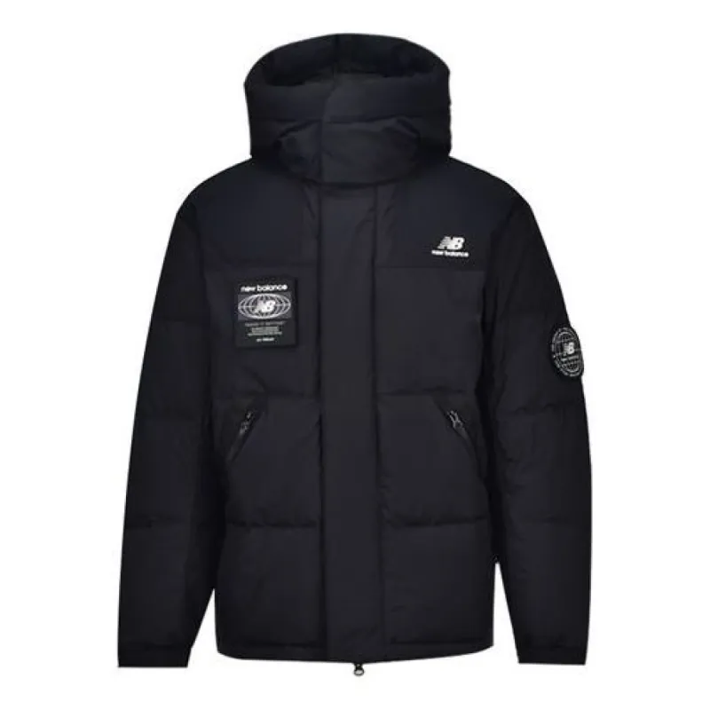New Balance Warm Hooded Down Jacket 'Black White' NPA43131-BK sold by KicksCrew