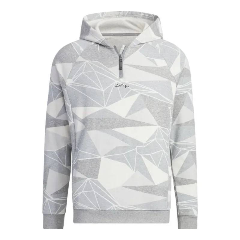 adidas Geometric Half-Zip Long Sleeve Hoodie 'White Grey' IA2623 sold by KicksCrew
