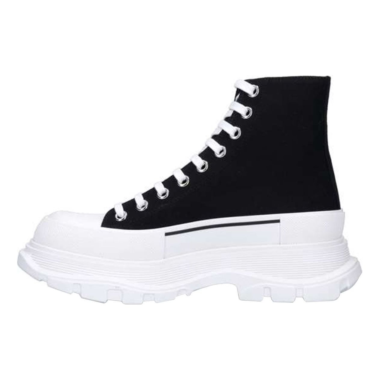 Alexander McQueen Canvas Tread Slick High Top Sneakers 'Black White' 604254W4MV21070 sold by KicksCrew
