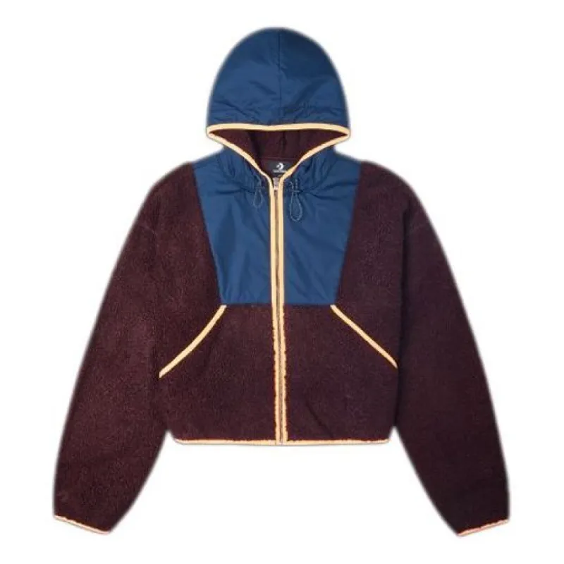 (WMNS) Converse Full Zip Fleece Hooded Jacket 'Red Currant' 10020285-A03 sold by KicksCrew