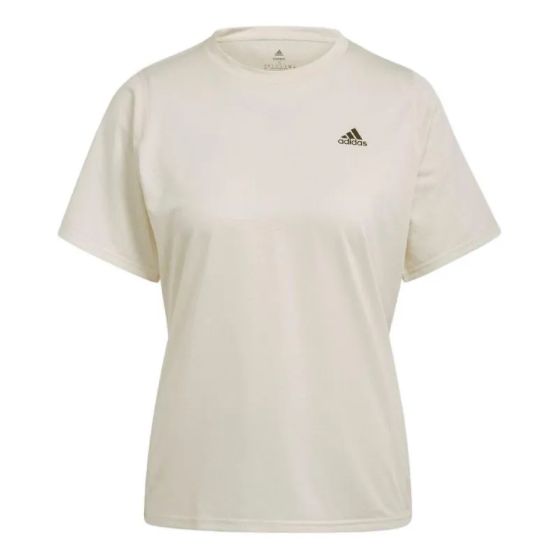 (WMNS) adidas Aeroready Running Logo T-Shirt 'Beige' HB9355 sold by KicksCrew