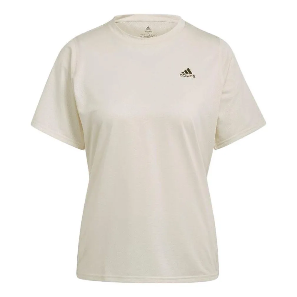 (WMNS) adidas Aeroready Running Logo T-Shirt 'Beige' HB9355 sold by KicksCrew