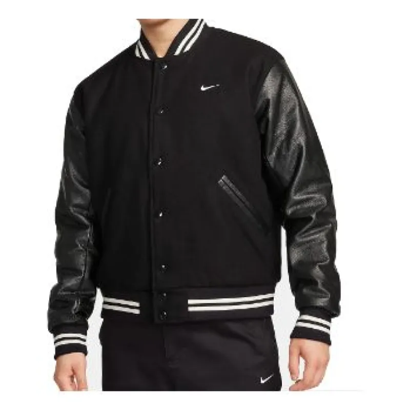 Nike Authentics Varsity Jacket 'Black White' FD7846-010 sold by KicksCrew