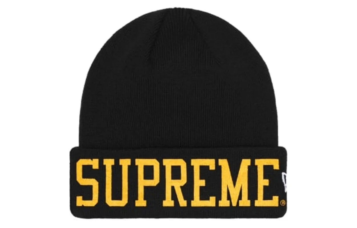 Supreme New Era Varsity Beanie 'Black Yellow' SUP-FW23-2305 sold by KicksCrew
