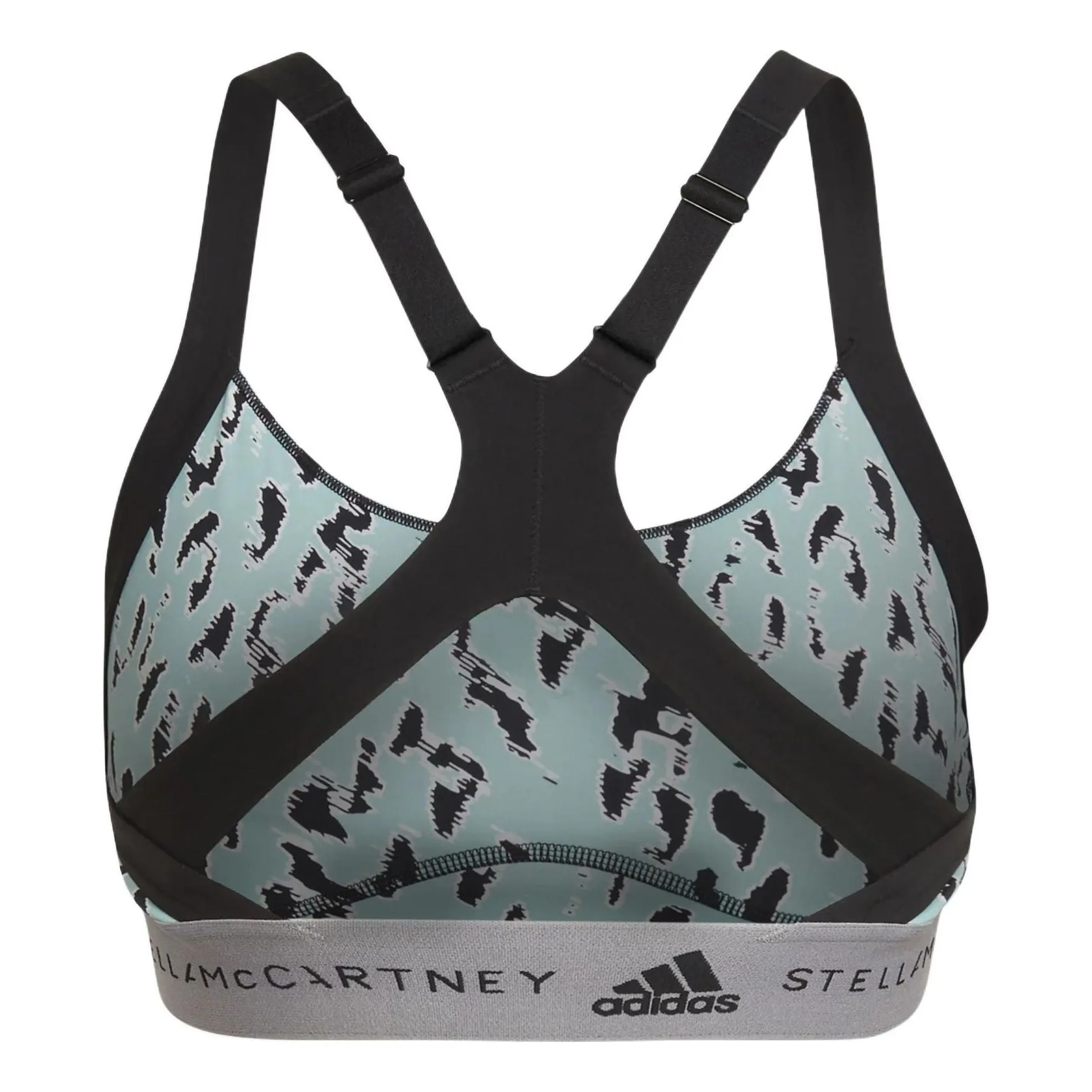 (WMNS) adidas by Stella McCartney TruePurpose Medium Support Printed Bra 'Teal Black' HB6069 sold by KicksCrew product image thumbnail 2