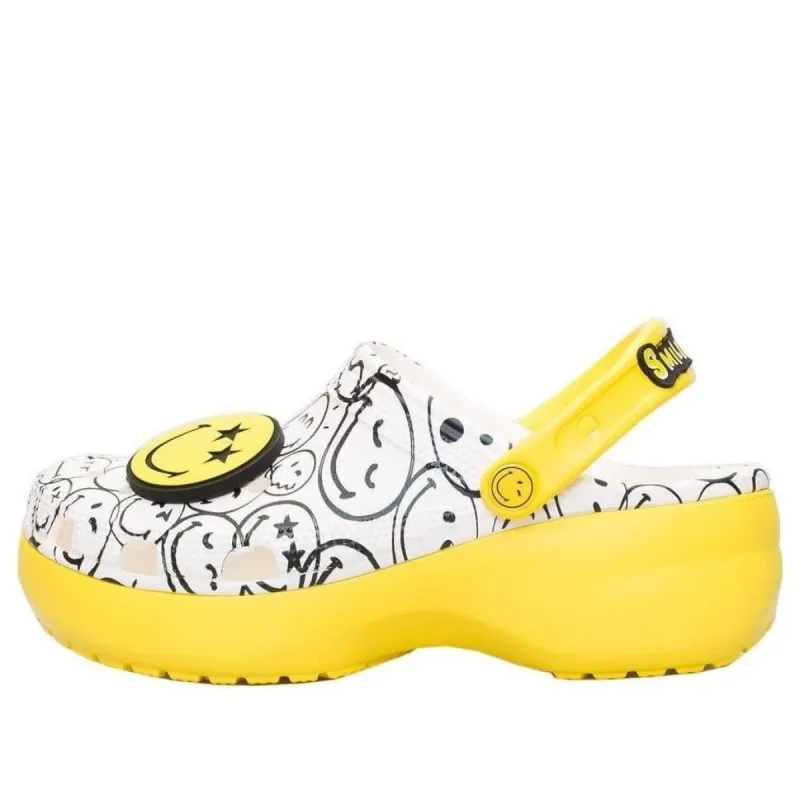 (WMNS) Crocs x Smiley World Charm Classic Platform Clogs 'Yellow White' 207980-94S sold by KicksCrew