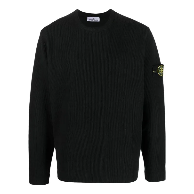 STONE ISLAND Ribbed Fleece Sweatshirt 'Black' 781565656-V0029 sold by KicksCrew