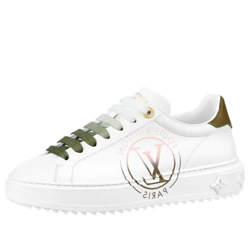 (WMNS) LOUIS VUITTON LV Time Out Sneakers 'White with Green Ombre' 1AA1C1 sold by KicksCrew