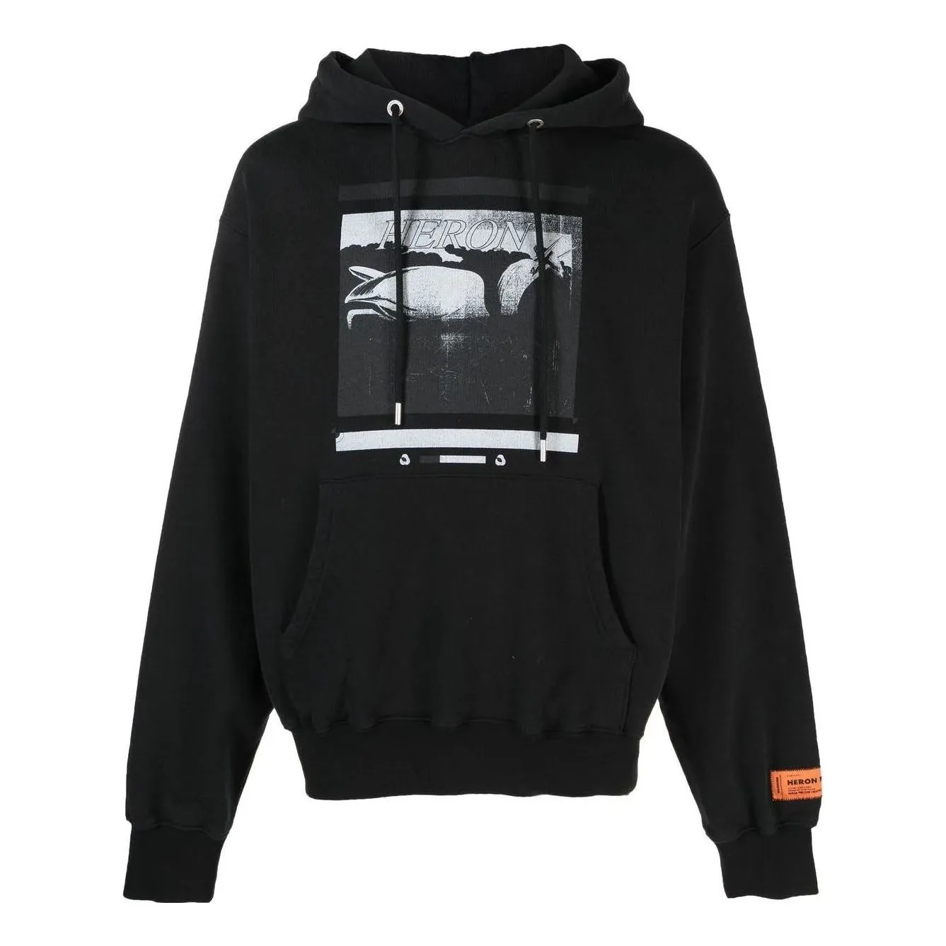 HERON PRESTON Graphic Print Hoodie 'Black' HMBB024S23JER0051010 sold by KicksCrew