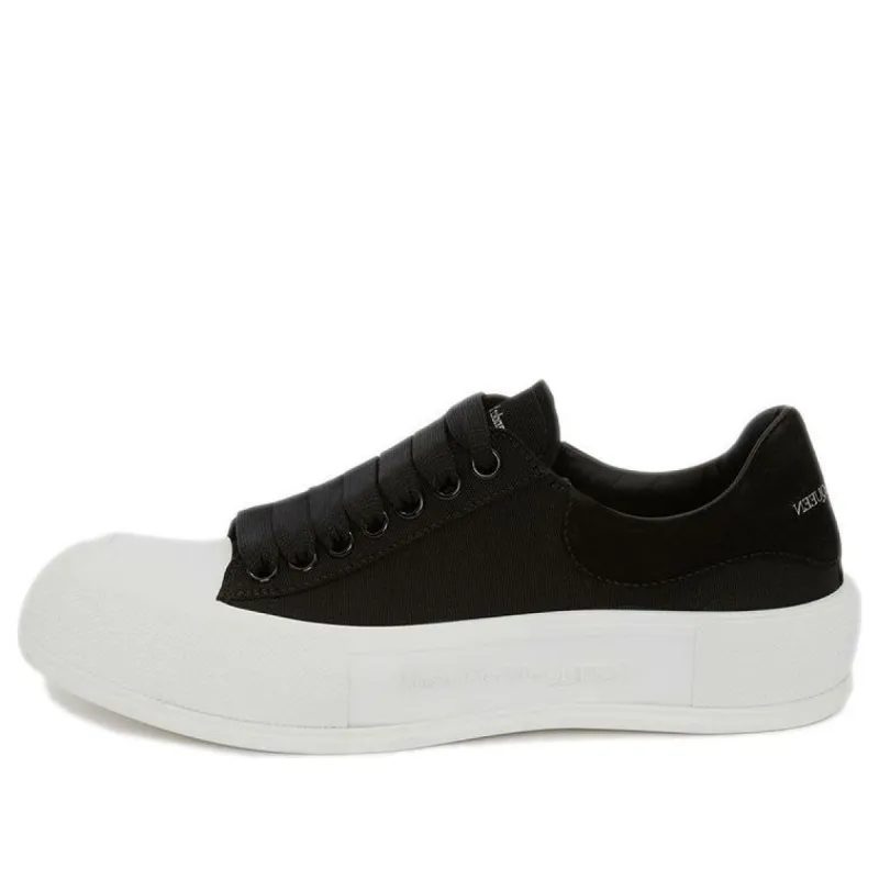 (WMNS) Alexander McQueen Deck Skate Plimsoll Lace Up 'Black White' 654593W4MV71070 sold by KicksCrew
