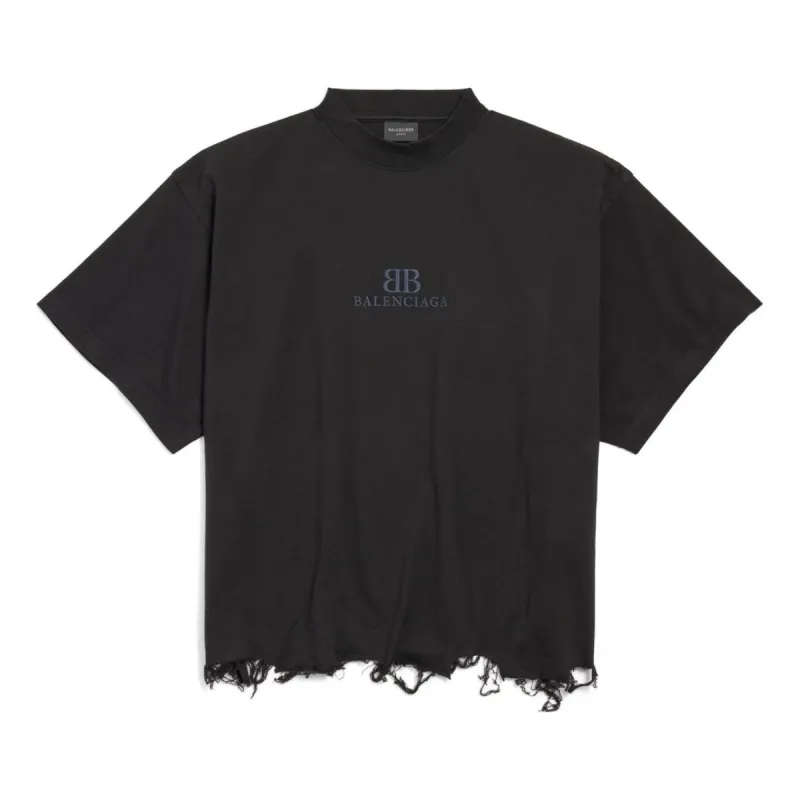 Balenciaga BB Classic Balenciaga Cropped T-shirt Oversized 'Black' 783399TQVS81083 sold by KicksCrew