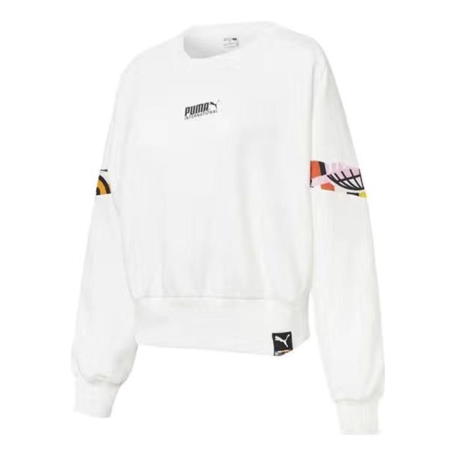 (WMNS) Puma PI Crew Neck Sweatshirt 'White Black' 531345-02 sold by KicksCrew