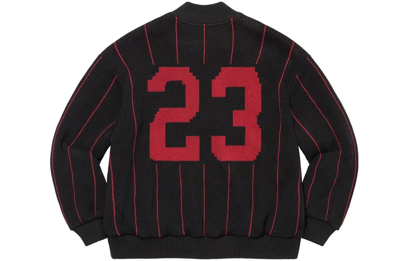 Supreme SS23 Week11 Pinstripe Varsity Zip Up Jacket 'Black' SUP-SS23-204 sold by KicksCrew product image thumbnail 3