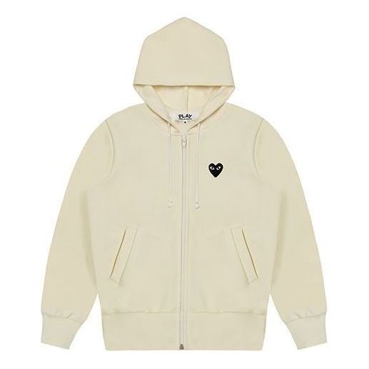 CCOMME des GARCONS PLAY Zip Hoodie Big Black Heart 'Beige' AZ-T254-051-3 sold by KicksCrew