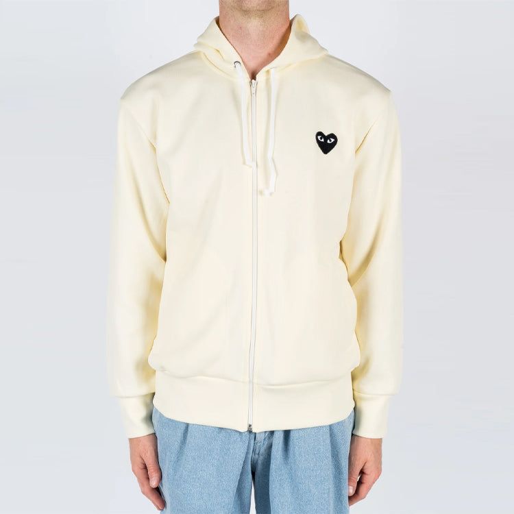 CCOMME des GARCONS PLAY Zip Hoodie Big Black Heart 'Beige' AZ-T254-051-3 sold by KicksCrew product image thumbnail 3
