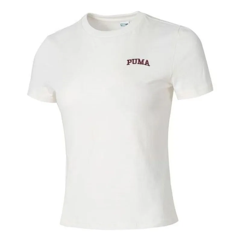 (WMNS) PUMA Wordmark Logo T-shirt Small Fit 'White' 630356-65 sold by KicksCrew