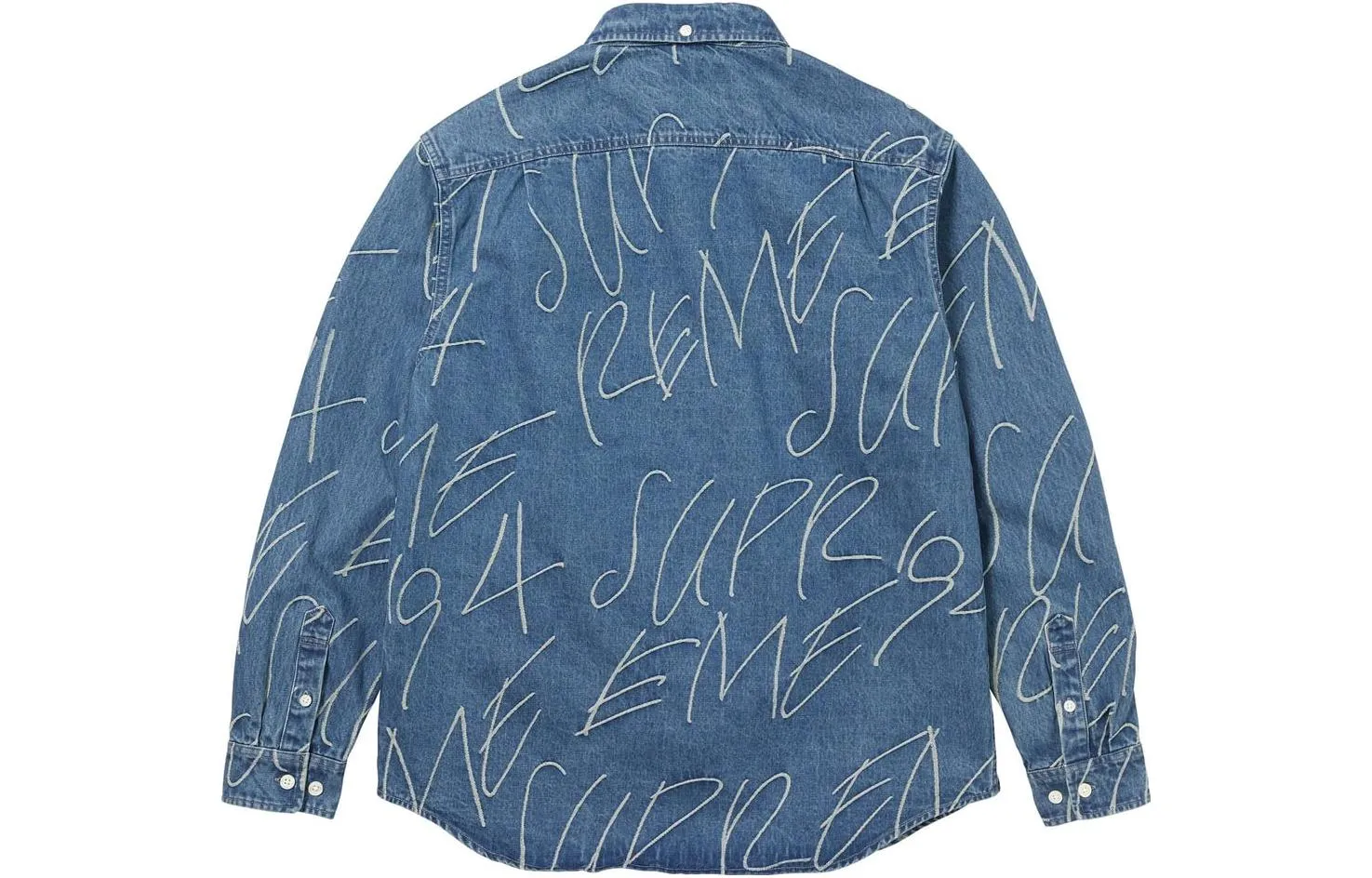 Supreme FW23 Week 8 Handwriting Jacquard Denim Shirt 'Blue' SUP-FW23-152 sold by KicksCrew product image thumbnail 3