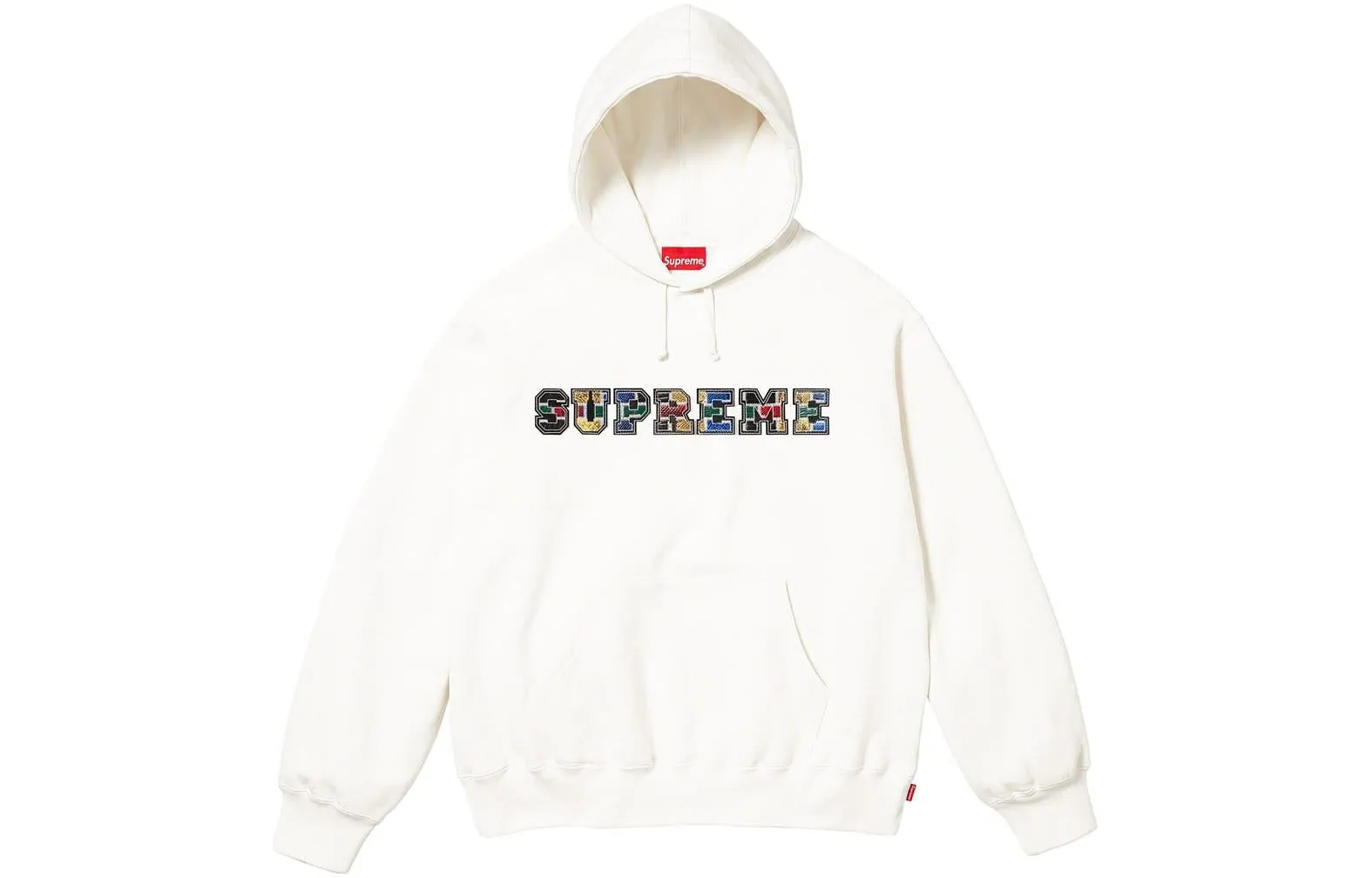Supreme FW23 Week4 Collegiate Patchwork Leather Hoodie 'White' SUP-FW23-084 sold by KicksCrew product image thumbnail 2