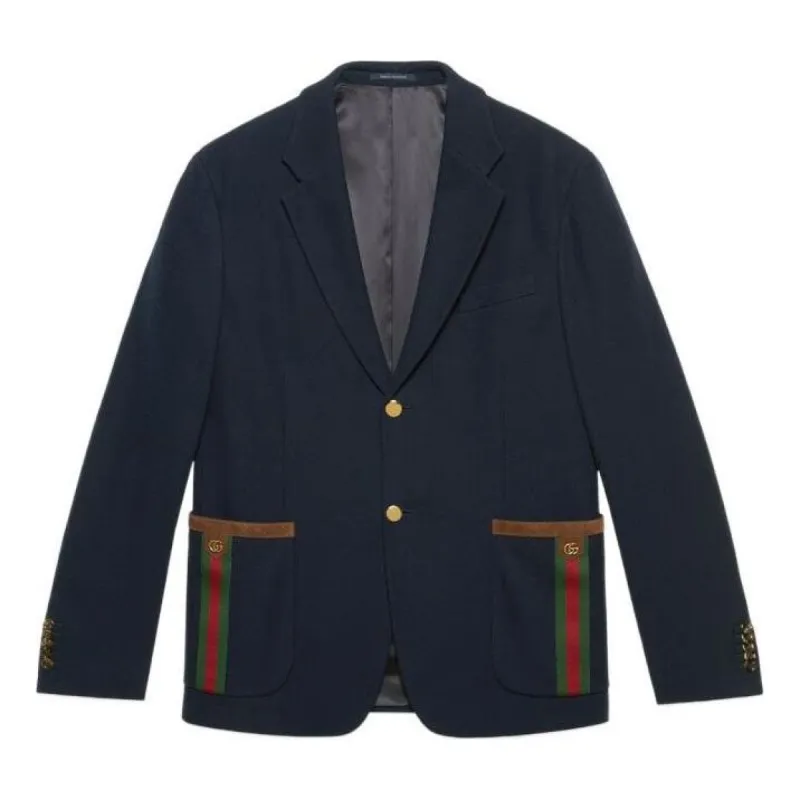 Gucci Cotton Jersey Jacket With Web 'Blue' 673264-Z8AR0-4433 sold by KicksCrew