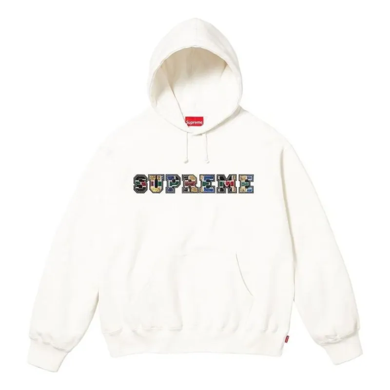 Supreme FW23 Week4 Collegiate Patchwork Leather Hoodie 'White' SUP-FW23-084 sold by KicksCrew
