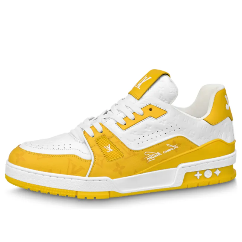 LOUIS VUITTON LV Trainers 'White Yellow' 1AANGL sold by KicksCrew