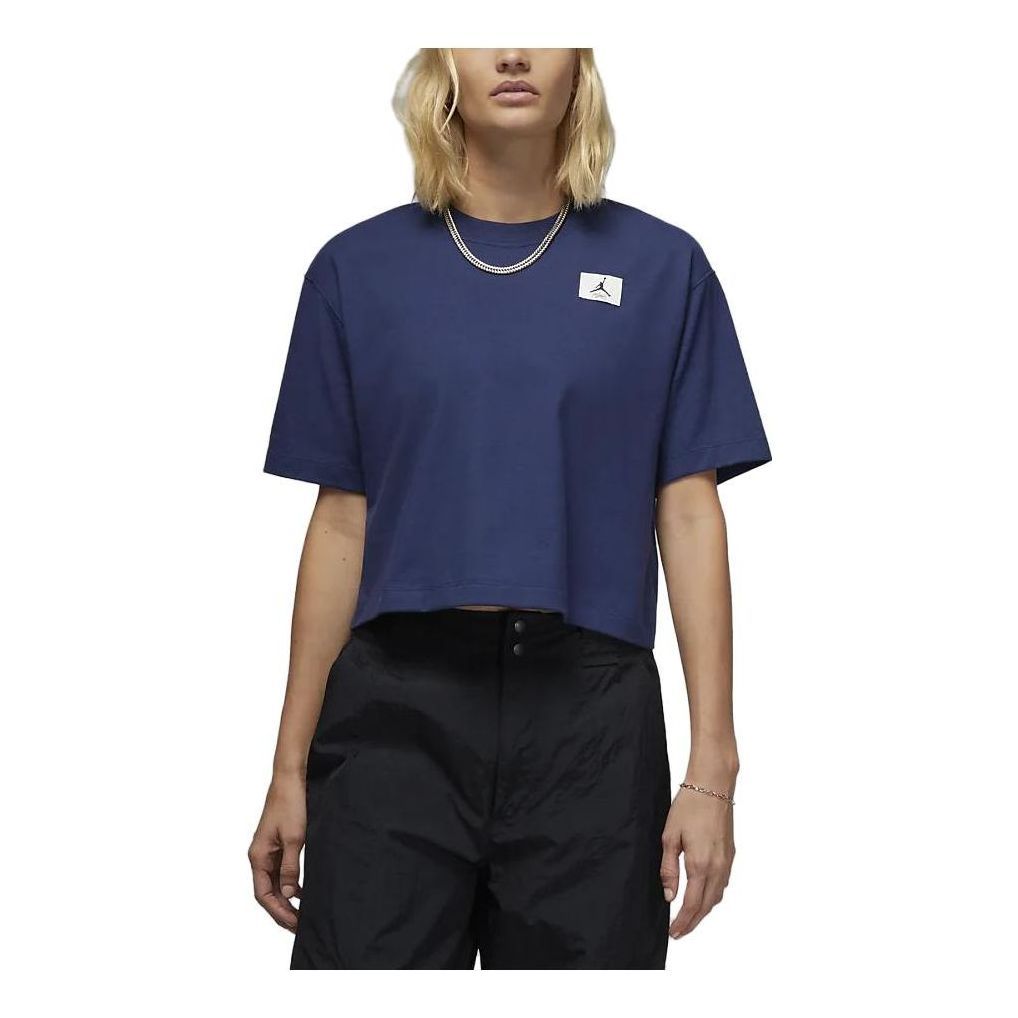 (WMNS) Air Jordan Essentials Boxy T-Shirt 'Midnight Navy' DO5038-410 sold by KicksCrew