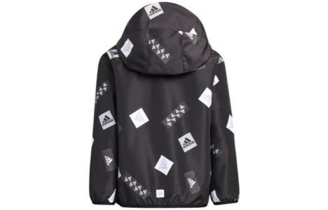 adidas Logo Hooded Jacket 'Black White' HM5272 sold by KicksCrew