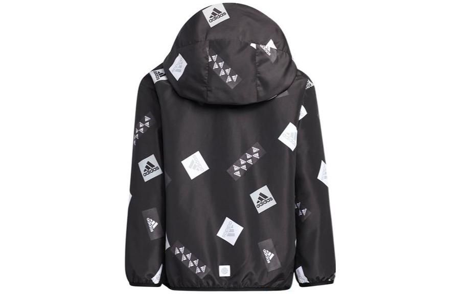adidas Logo Hooded Jacket 'Black White' HM5272 sold by KicksCrew product image thumbnail 2