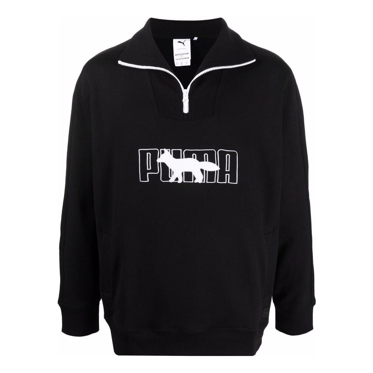 Puma x Maison Kitsun Half Zip Sweater 'Black White' 532322-01 sold by KicksCrew
