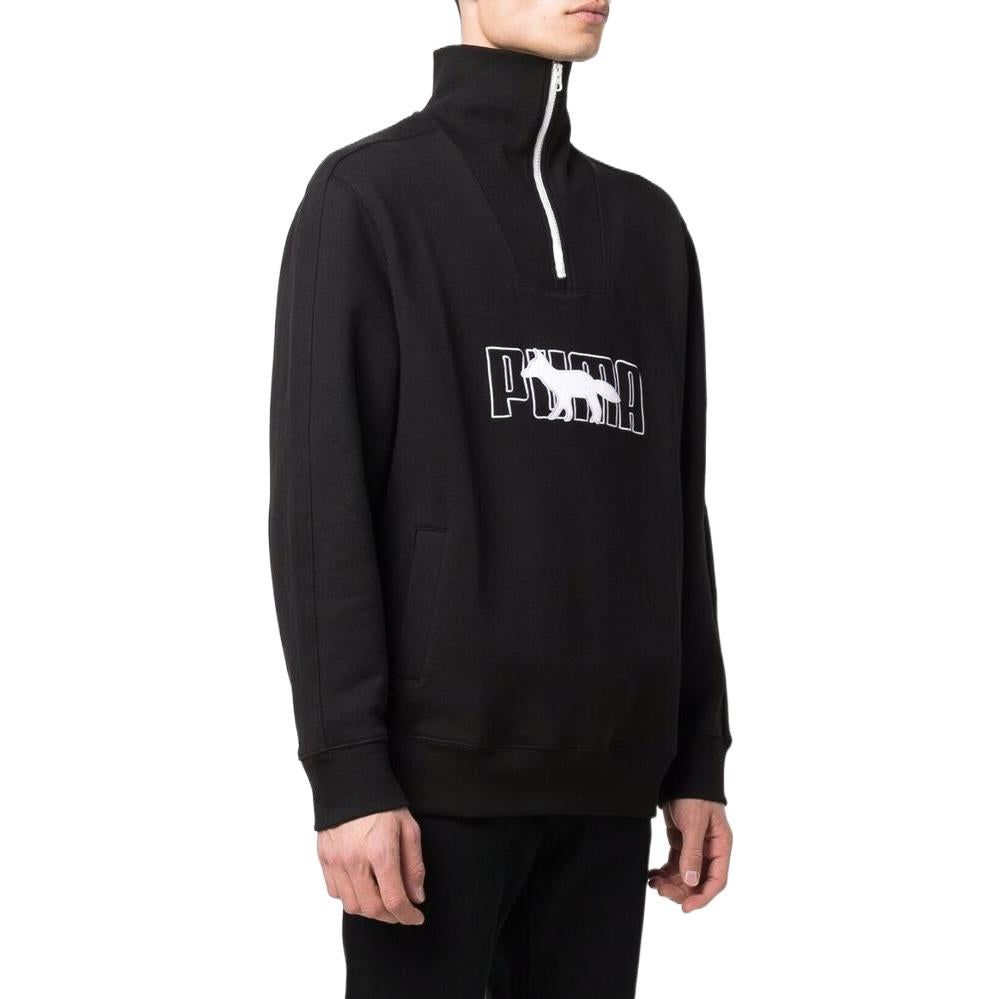 Puma x Maison Kitsun Half Zip Sweater 'Black White' 532322-01 sold by KicksCrew product image thumbnail 4