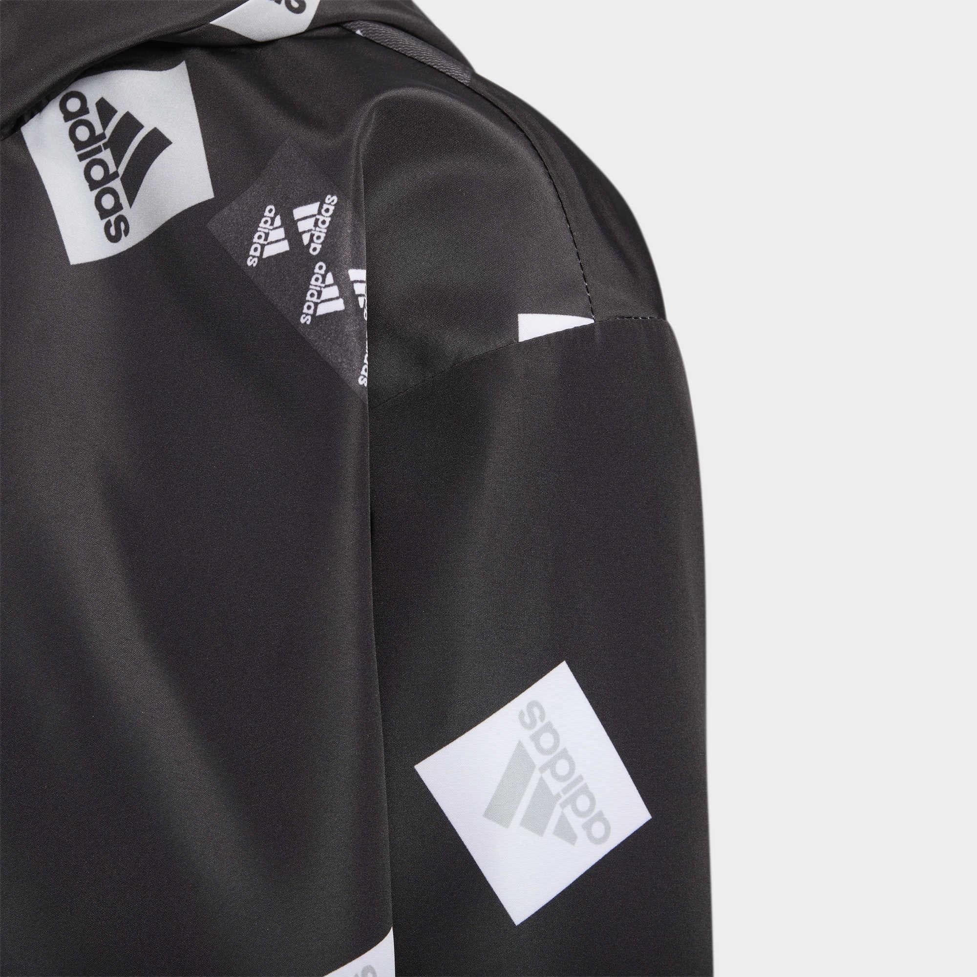 adidas Logo Hooded Jacket 'Black White' HM5272 sold by KicksCrew product image thumbnail 3