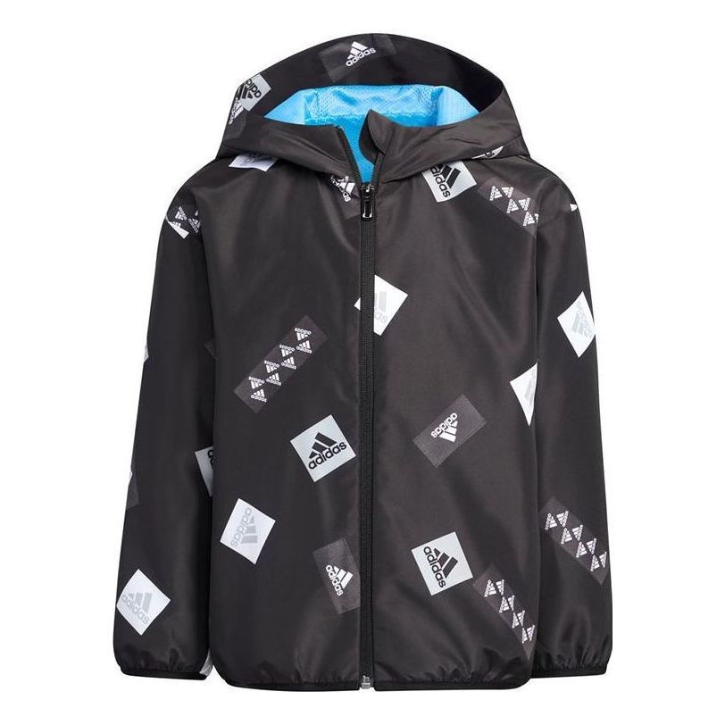 adidas Logo Hooded Jacket 'Black White' HM5272 sold by KicksCrew