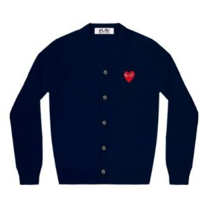 COMME des GARCONS PLAY Cardigan Red Emblem 'Navy' AZ-N008-051-2 sold by KicksCrew
