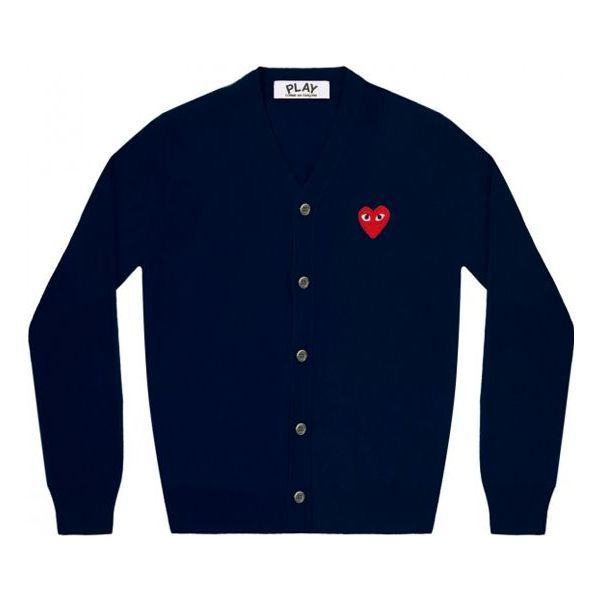 COMME des GARCONS PLAY Cardigan Red Emblem 'Navy' AZ-N008-051-2 sold by KicksCrew