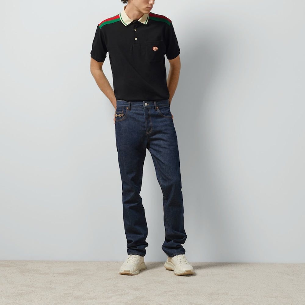 Gucci Cotton Polo With Interlocking G 'Black' 737656-XJF4V-1043 sold by KicksCrew product image thumbnail 2