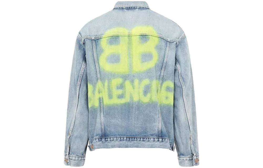 Balenciaga BB Sprayed Denim Jacket Large Fit 'Light Blue Yellow' 678354TDW143341 sold by KicksCrew product image thumbnail 2