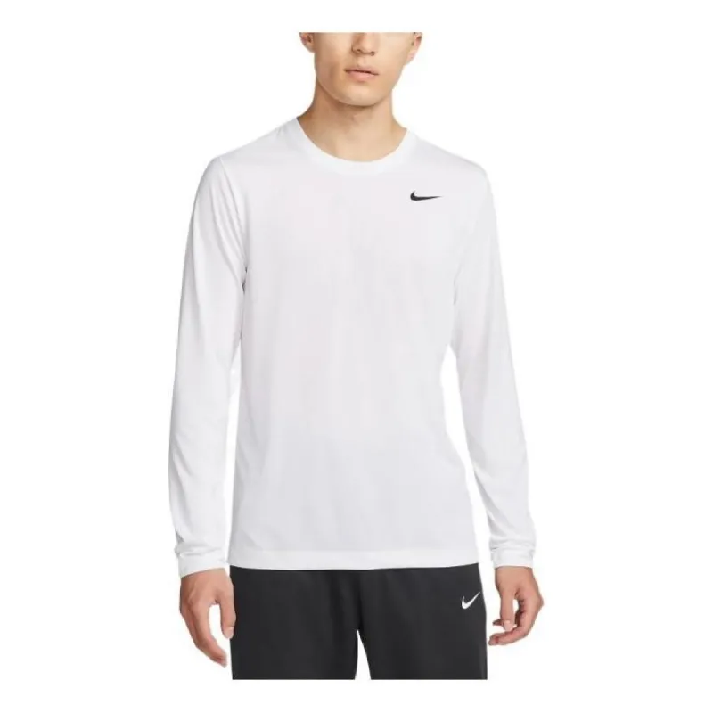 Nike Dri-FIT Logo Long-Sleeves Tee 'White' DX0994-100 sold by KicksCrew