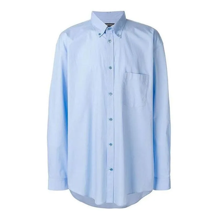 Balenciaga Back Logo Cotton Poplin Shirt 'Light Blue' 508465TWB044850 sold by KicksCrew