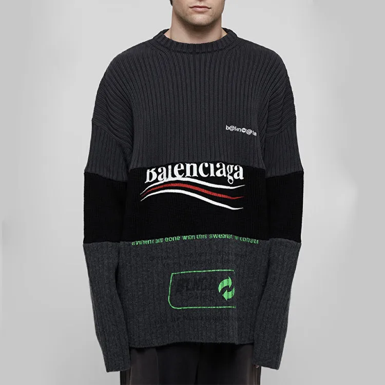 Balenciaga Political Campaign Ribbed Panelled Sweater 'Grey' 675293T32011281 sold by KicksCrew product image thumbnail 4