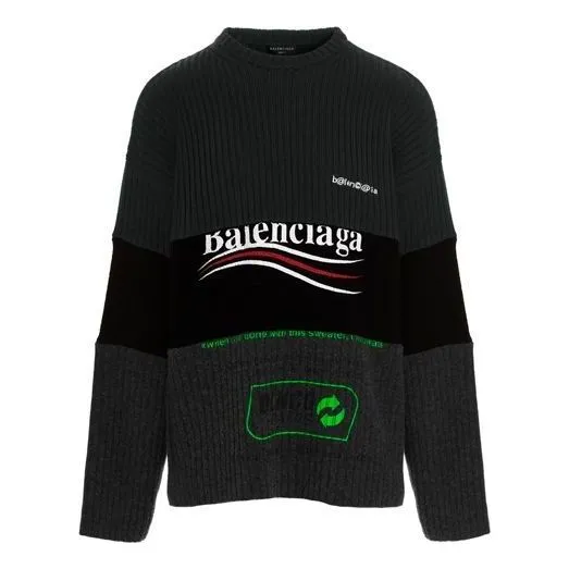 Balenciaga Political Campaign Ribbed Panelled Sweater 'Grey' 675293T32011281 sold by KicksCrew