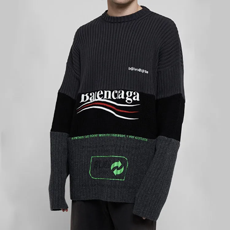 Balenciaga Political Campaign Ribbed Panelled Sweater 'Grey' 675293T32011281 sold by KicksCrew product image thumbnail 5