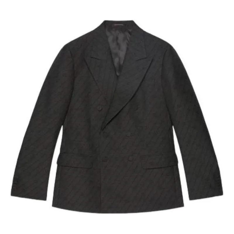 Gucci Interlocking G Striped Wool Formal Jacket 'Black Grey' 782748-ZAPYR-1016 sold by KicksCrew